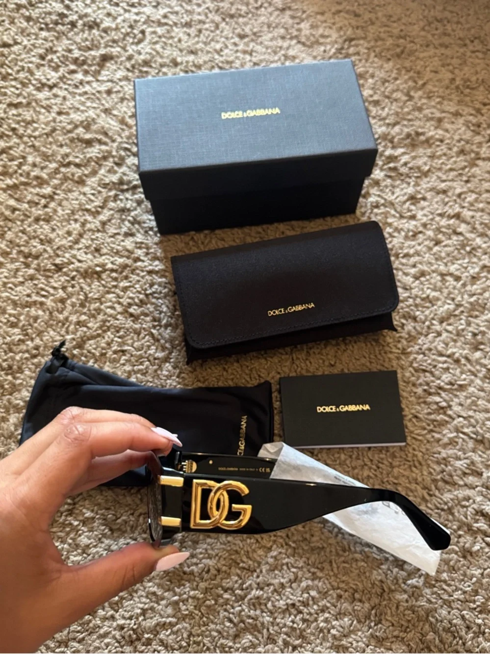 Never Worn Dolce & Gabbana Black Luxury sunglasses with tags and Box